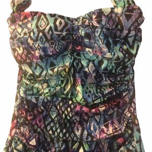 COLORFUL TRIBAL PROFILE TANKINI TOP